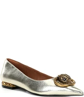 Kurt Geiger London Chelsea Embellished Metallic Leather Point Flats