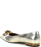 Kurt Geiger London Chelsea Embellished Metallic Leather Point Flats