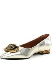 Kurt Geiger London Chelsea Embellished Metallic Leather Point Flats