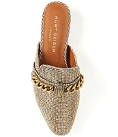 Kurt Geiger London Chelsea Rhinestone Fabric Chain Eagle Emblem Mules