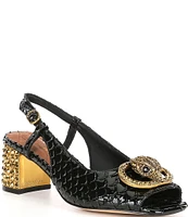 Kurt Geiger London Chelsea Snake Print Slingback Heels