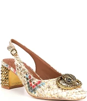 Kurt Geiger London Chelsea Snake Print Leather Slingback Pumps