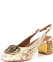 Kurt Geiger London Chelsea Snake Print Leather Slingback Pumps