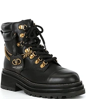 Kurt Geiger London Chelsea Tag Chain Combat Leather Boots