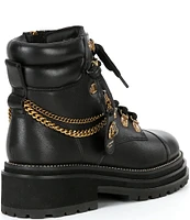 Kurt Geiger London Chelsea Tag Chain Combat Leather Boots