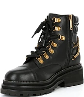 Kurt Geiger London Chelsea Tag Chain Combat Leather Boots