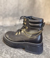 Kurt Geiger London Chelsea Tag Chain Combat Leather Boots