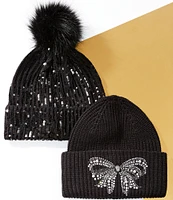 Kurt Geiger London Crystal Bow Beanie