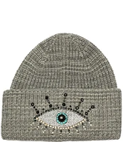 Kurt Geiger London Crystal Detailed Evil Eye Knit Beanie