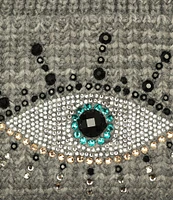 Kurt Geiger London Crystal Detailed Evil Eye Knit Beanie