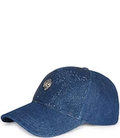 Kurt Geiger London Denim Crystal Baseball Cap