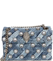 Kurt Geiger London Denim Crystal Embellished Mini Kensington Crossbody Bag