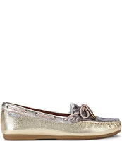 Kurt Geiger London Quilted Metallic Rainbow Eagle Head Bow Moccasins