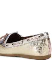 Kurt Geiger London Quilted Metallic Rainbow Eagle Head Bow Moccasins