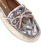 Kurt Geiger London Quilted Metallic Rainbow Eagle Head Bow Moccasins