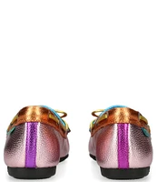 Kurt Geiger London Quilted Metallic Rainbow Eagle Head Bow Moccasins