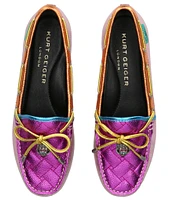 Kurt Geiger London Quilted Metallic Rainbow Eagle Head Bow Moccasins