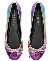 Kurt Geiger London Metallic Rainbow Leather Eagle Bow Ballerina Flats