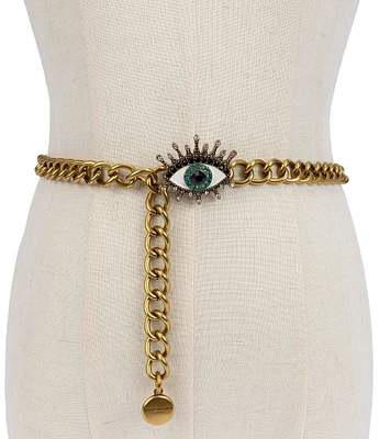 Kurt Geiger London Crystal Embellished Evil Eye Chain Belt