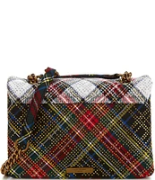 Kurt Geiger London Mini Kensington Plaid Fabric Rhinestone Crossbody Bag