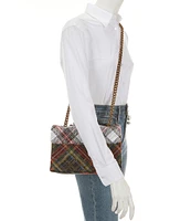 Kurt Geiger London Mini Kensington Plaid Fabric Rhinestone Crossbody Bag