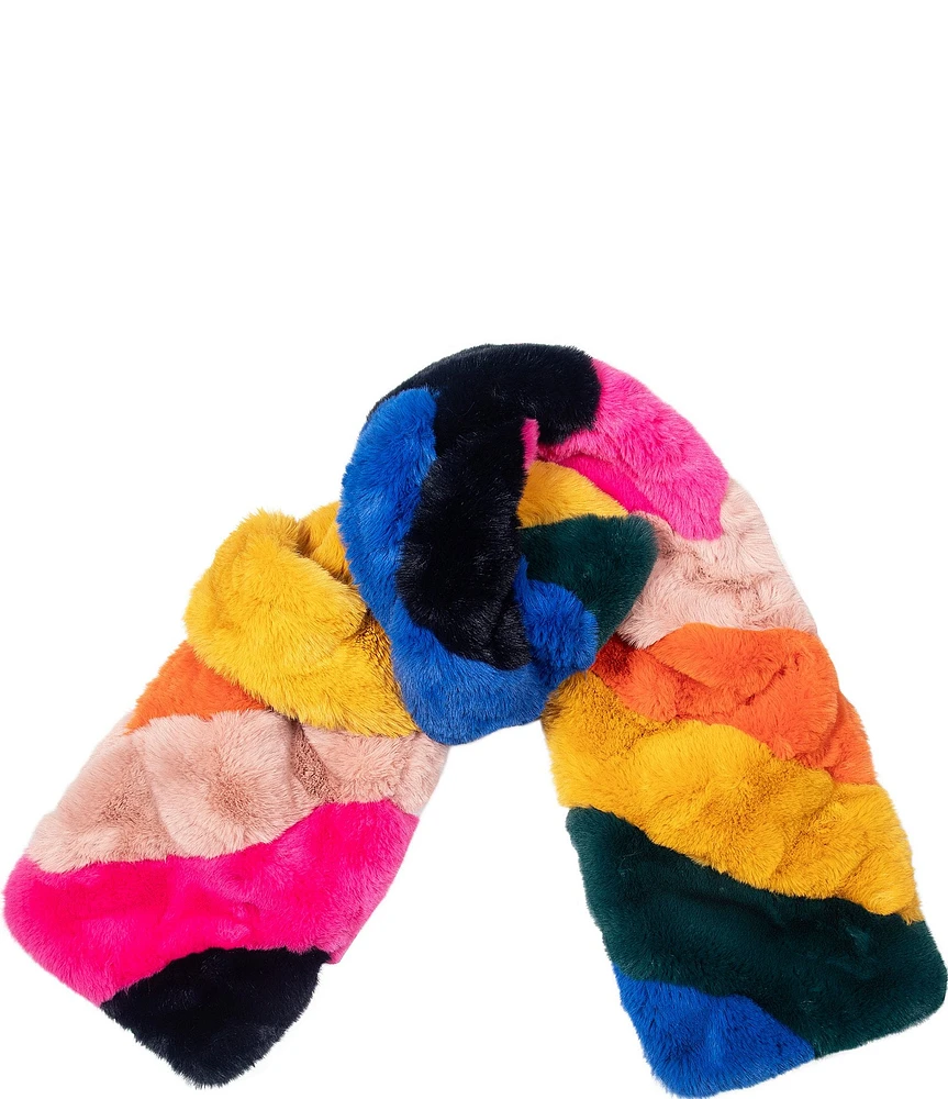 Kurt Geiger London Faux Fur Rainbow Pull Through Oblong Scarf