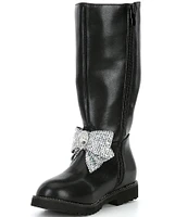 Kurt Geiger London Girls' Kensington Leather Rhinestone Bow Boots (Youth)