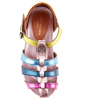 Kurt Geiger London Girls' Kensington Fisherman Rainbow Colorblock Leather Sandals (Infant)