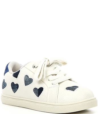 Kurt Geiger London Girls' Lane Love Heart Detail Leather Lace-Up Sneakers (Toddler)