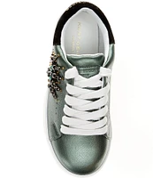 Kurt Geiger London Girls' Mini Laney Eye Embellished Metallic Leather Sneakers (Toddler)