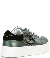 Kurt Geiger London Girls' Mini Laney Eye Embellished Metallic Leather Sneakers (Youth)