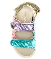 Kurt Geiger London Girls' Mini Orson Quilted Metallic Leather Sandals (Infant)