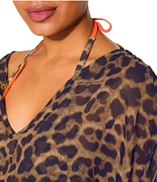 Kurt Geiger London Kensington Animal Print Chiffon Tunic Swim Cover-Up