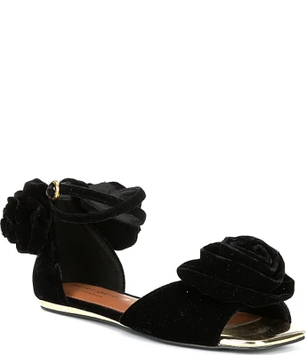 Kurt Geiger London Kensington Bloom Flat Velvet Sandals