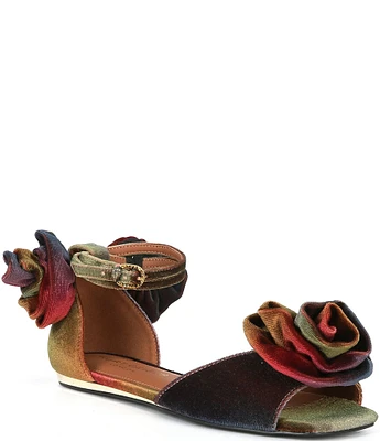 Kurt Geiger London Kensington Bloom Multicolor Flat Velvet Sandals