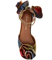 Kurt Geiger London Kensington Bloom Multicolor Flat Velvet Sandals