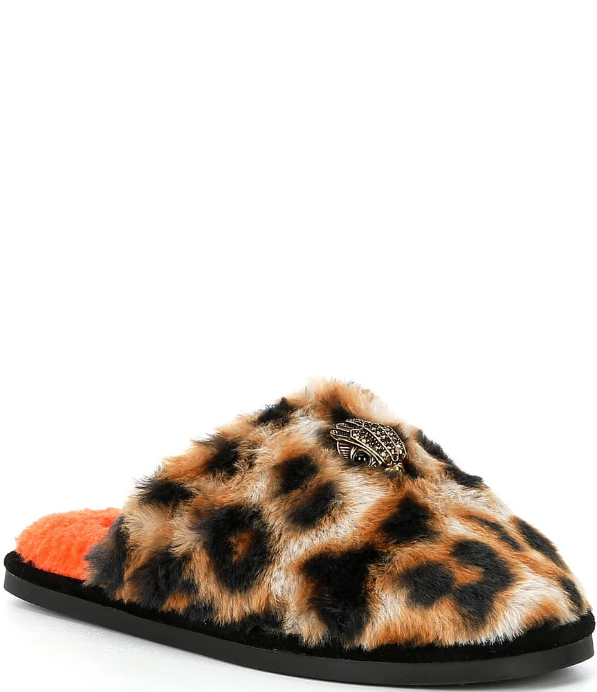 Kurt Geiger London Kensington Cheetah Print Faux Fur Slippers