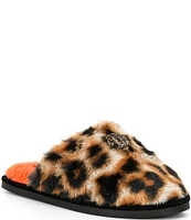 Kurt Geiger London Kensington Cheetah Print Faux Fur Slippers