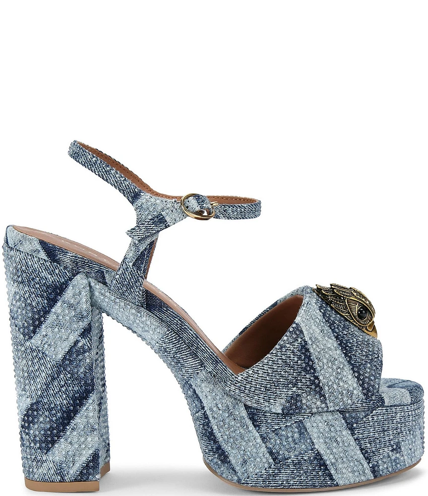 Kurt Geiger London Kensington Denim Platform Sandals