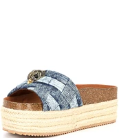 Kurt Geiger London Kensington Denim Platform Espadrille Sandals