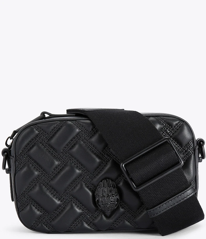 Kurt Geiger London Kensington Drench Black Quilted Leather Small Camera Crossbody Bag