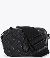 Kurt Geiger London Kensington Drench Black Quilted Leather Small Camera Crossbody Bag