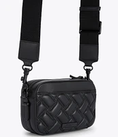 Kurt Geiger London Kensington Drench Black Quilted Leather Small Camera Crossbody Bag