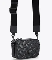 Kurt Geiger London Kensington Drench Black Quilted Leather Small Camera Crossbody Bag