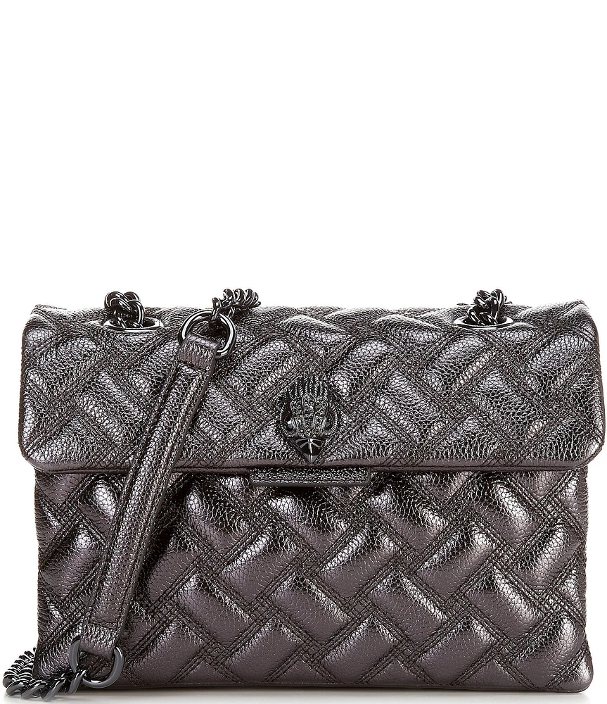 Kurt Geiger London Kensington Drench Metallic Gunmetal Shoulder Bag