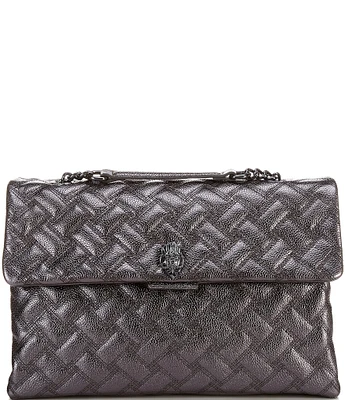 Kurt Geiger London Kensington Drench Metallic Gunmetal Quilted XXL Crossbody Bag