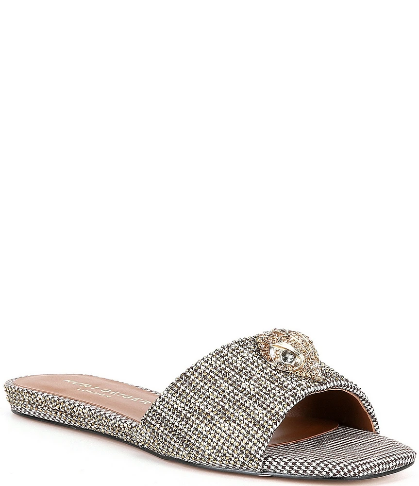 Kurt Geiger London Kensington Houndstooth Rhinestone Embellished Sandals