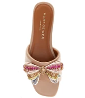 Kurt Geiger London Kensington Embellished Bow Leather Flat Sandals