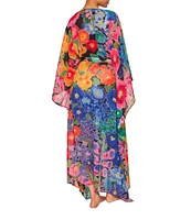 Kurt Geiger London Kensington Floral Chiffon V-Neck Kaftan Swim Cover-Up
