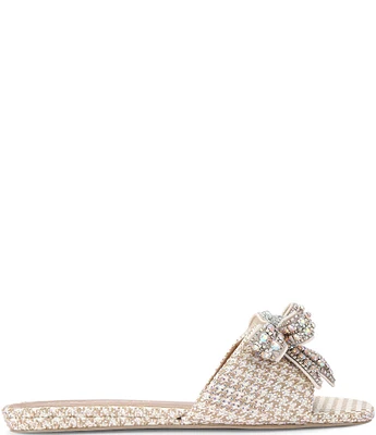 Kurt Geiger London Kensington Glitz Bow Houndstooth Flat Sandals